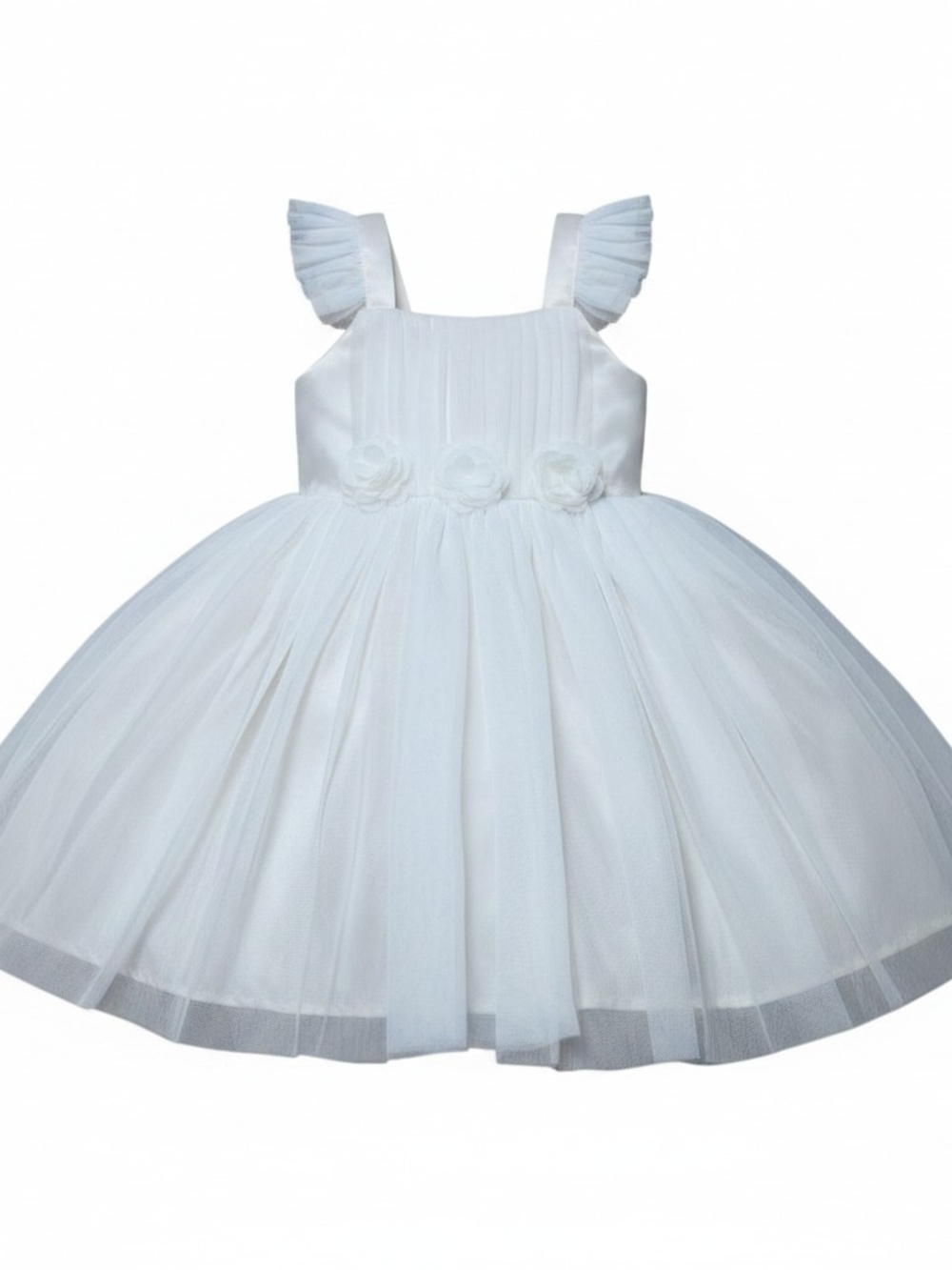 POPATU | Nordstrom White Tulle Flower Girl Party Dress Formal Flutter Sleeve | 5